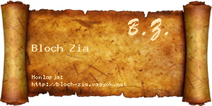 Bloch Zia névjegykártya